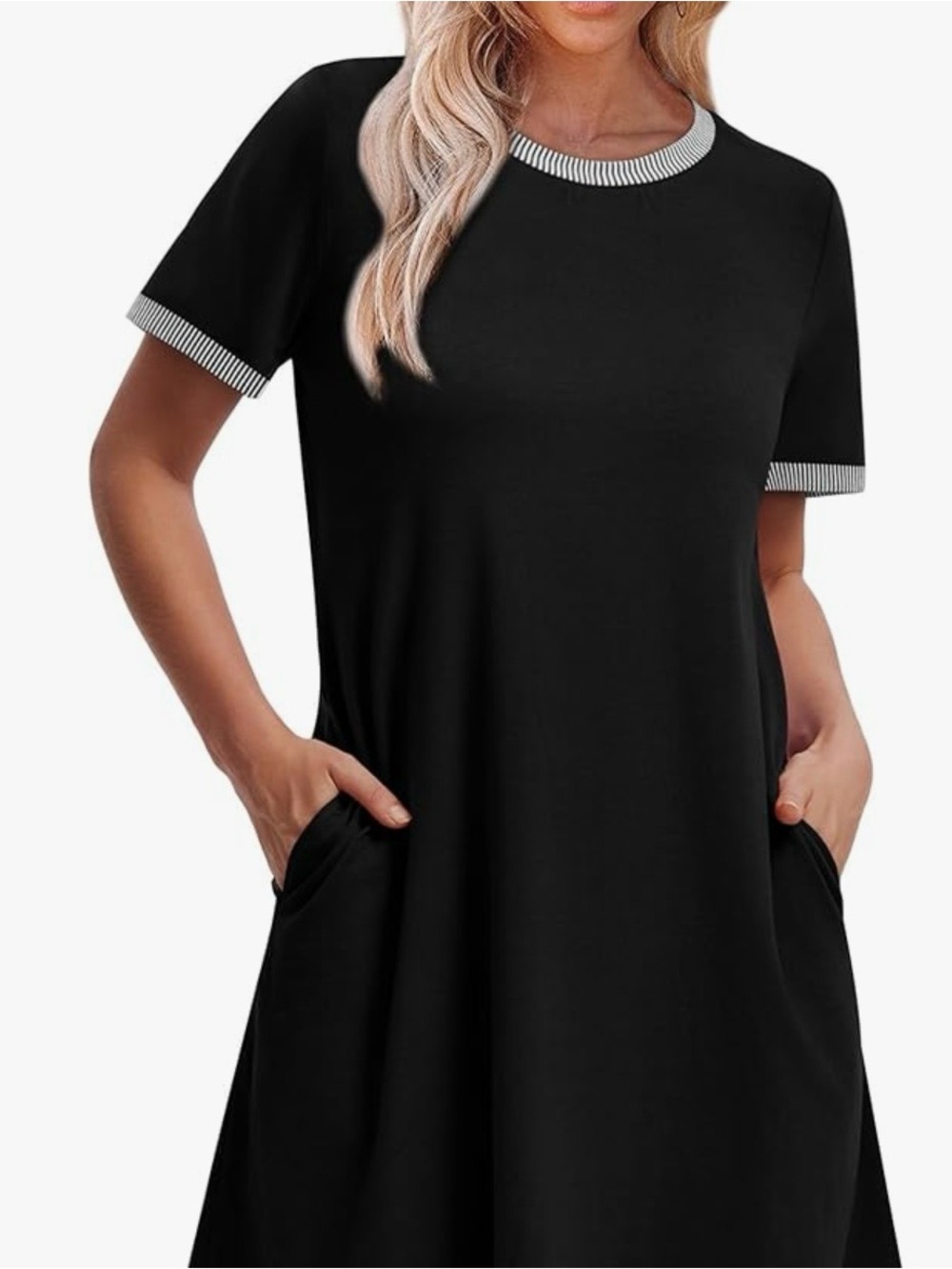 🆕 NWT - Women’s Short Sleeve T Shirt Dress- Size XL- black - Picture 3 of 9